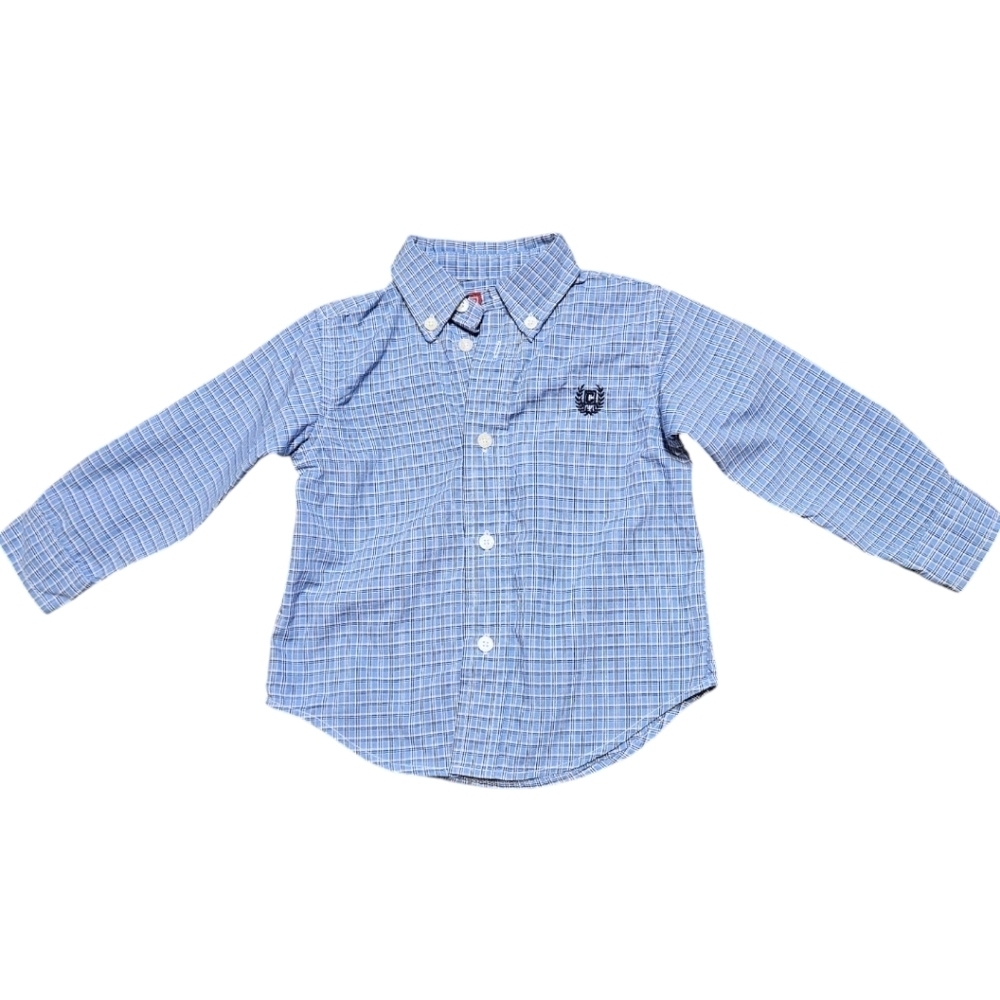 Chaps Baby Boy 18M Shirt Long Sleeve Button Down Blue Embroidered Logo Easter